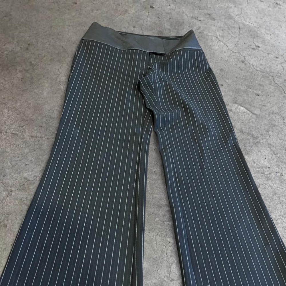 y2k black and white low rise‎ pink striped flare bootcut pants size 2 - Picture 2 of 8